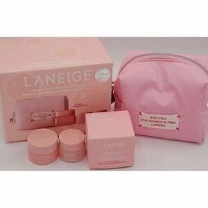 Laneige Plump Firm Glow Set 3 Piece Bouncy Firm Masks Lip Treatment Full Size